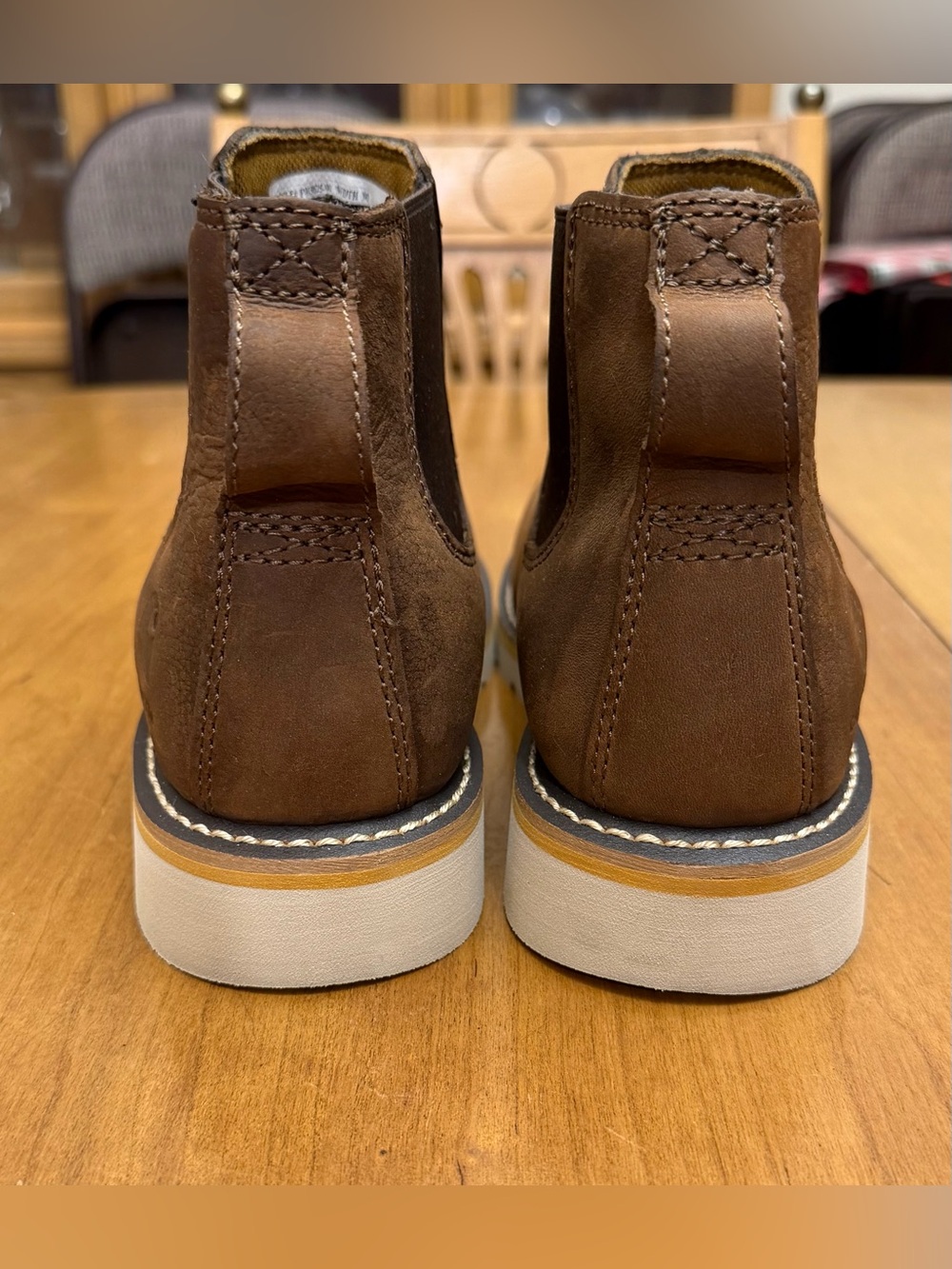 Carhartt Leather Wedge Chelsea Boots Brown | Farmhouse Cabincore Utility Fall |8 - Picture 3 of 8